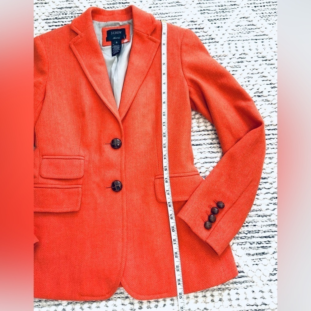 J Crew  Orange Wool Herringbone Tweed Jacket - Picture 9 of 10